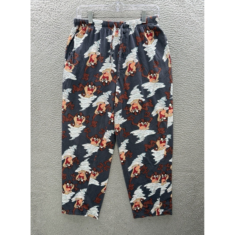 Vintage Looney Tunes Pajama Pants Adult Small Multicolor Tasmanian Devil AOP Y2K